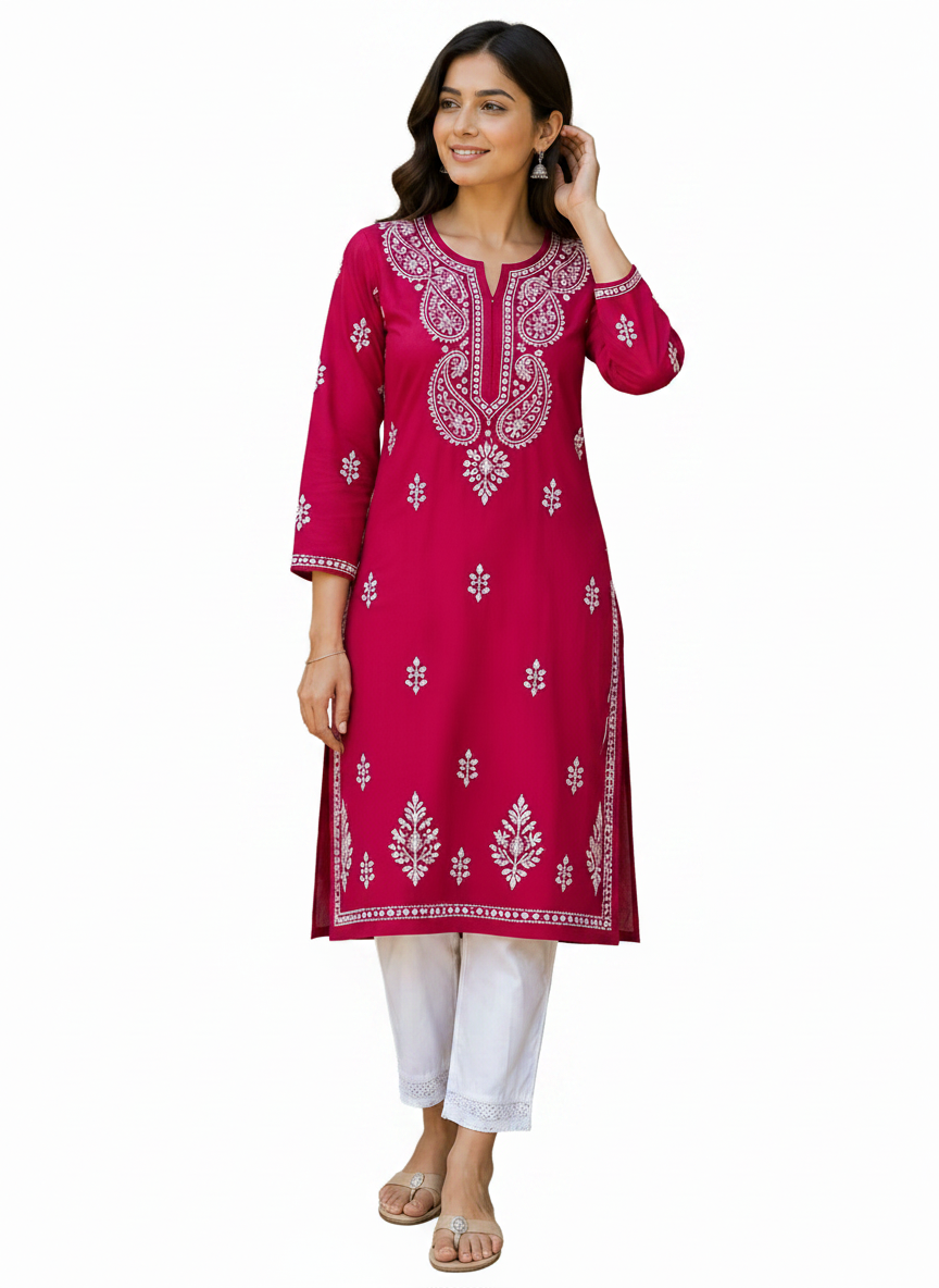 Pure Cotton Lucknowi Chikankari Kurti for Women